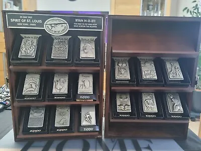 VTG ZIPPO WOOD COLLECTION DISPLAY CABINET CASE BOX HOLDER Spirit Of St. Louis • $251.23