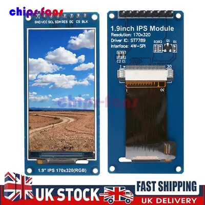 1.9'' IPS Full Angle TFT LCD Color Display Screen Module SPI ST7789 170x320 UK • £8.99