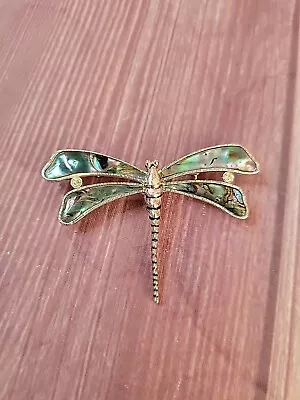 Vintage Dragonfly Brooch Silver With Mother Of Pearl • $12.99