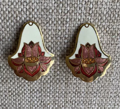 Vintage - Clip On Earrings - Custom Jewelry - Enamel On Gold Tone - Poinsettia • $20