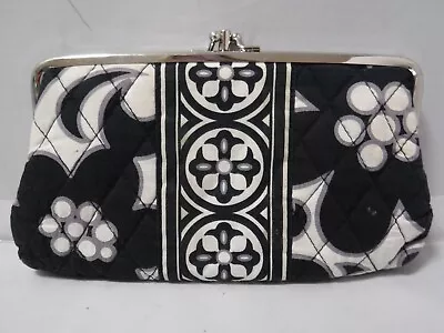 Vera Bradley Night & Day Retired Pattern Black White Dbl Kisslock Clutch Wallet • $14.99