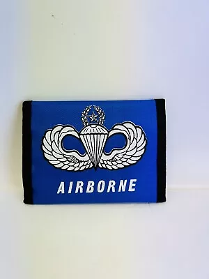 Vintage Nylon Wallet Airborne Army Theme Blue • $15