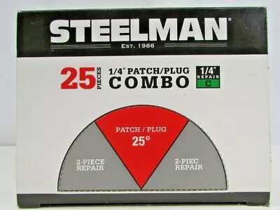 Steelman JSG382 1/4  (6.4 Mm Stem) Patch/Plug Combo 25 Pcs Tire Repair Kit NEW • $29.99