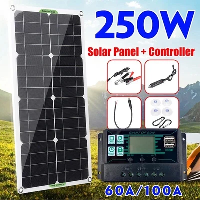 £35.99 • Buy 250W Solar Panel Kit 12V Battery Charger 30A Controller RV Trailer Camper Van