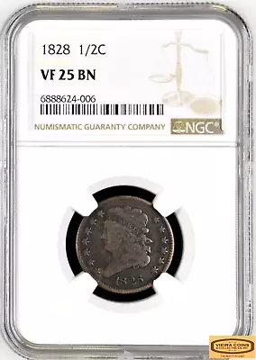 1828 Classic Head Half Cent NGC VF25 BN Mintage 606000 -#B34774 • $144.99