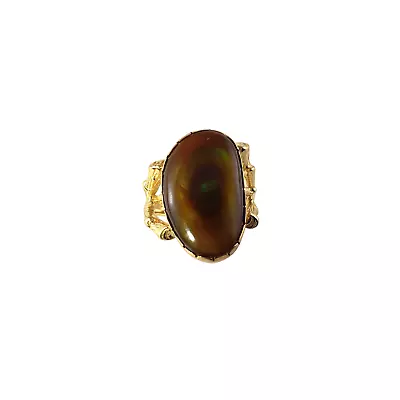 Vintage 14 Karat Yellow Gold Fire Agate Ring Size 5 JAGi Certified #13886 • $695