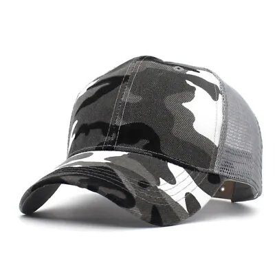 Stylish Unisex Military Army Camo Hat With Mesh Trucker Style For Outdoor Fun • £7.49