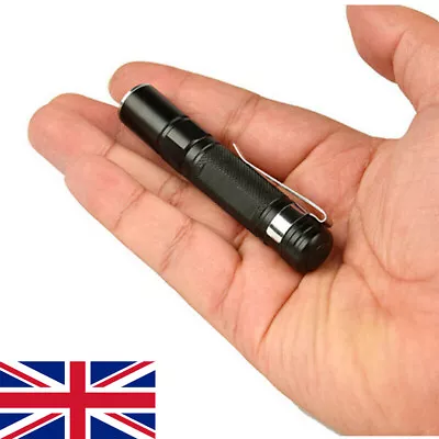 Mini LED Flashlight Pocket Clip Bright Outdoor Camping AAA Battery Micro-Torch • £4.91