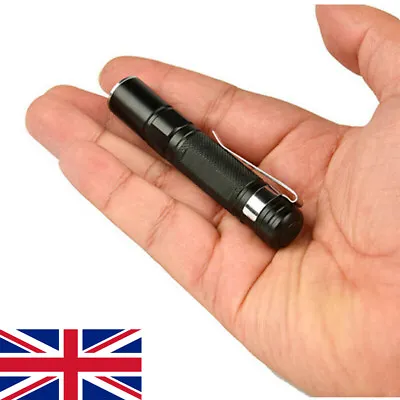 Mini Outdoor LED Flashlight Pocket Clip Bright Camping AAA Battery Micro Torch • £4.67