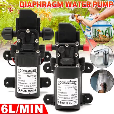 UK 12V Water Pump High Pressure Diaphragm Self Priming 130PSI 6L/Min RV Caravan • £17.99