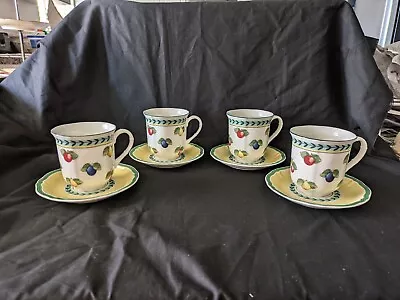 Villeroy & Boch French Garden Set Of 4 Cups And Saucers • $49.95