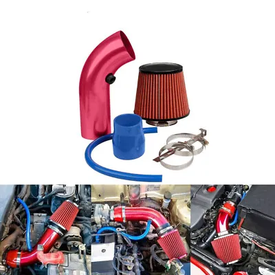 Red Car Cold Air Intake Filter Induction Kit Pipe Power Flow Hose System 76mm • $26.59