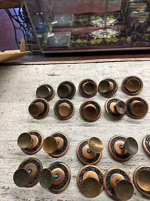 10 Vintage Mid Century MCM Copper / Brass Cabinet Drawer  Knobs With Escutcheons • $35