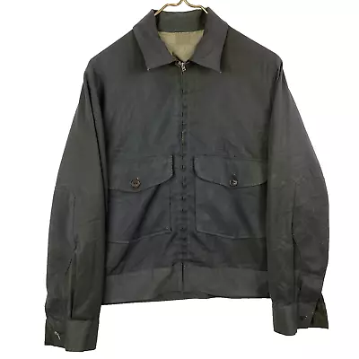 VIntage Mechanic Uniform Canvas Jacket Extra Large Green 80s Talon Zip • $38.24