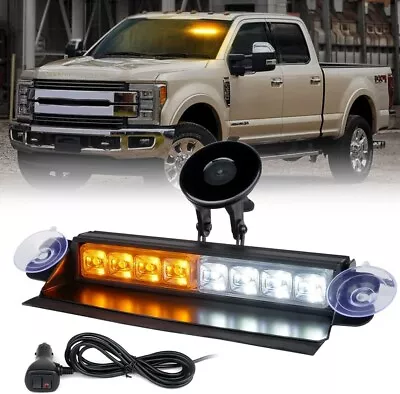 8 INCH White Amber LED Strobe Flashing Light Bar Aluminum Windshield Dash Deck • $21.77