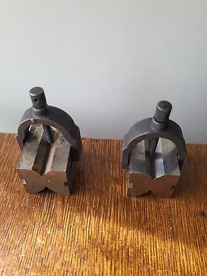 (2) Brown & Sharpe Cat. No. 750 A/No. 435 V Blocks W/Clamps Machinist Tools USA • $50