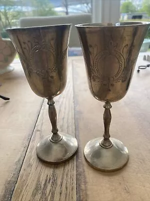 Vintage Pair Of EPNS Silver Plated Engraved Goblets • $18.67