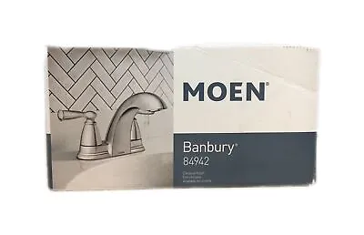 MOEN Banbury 4 In. Centerset Double Handle Low-Arc Bathroom Faucet In Chrome • $44.95