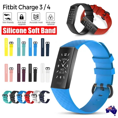 Fitbit Charge 3 4 Watch Soft Silicone Replacement Band Strap Diamond Texture AU • $6.99