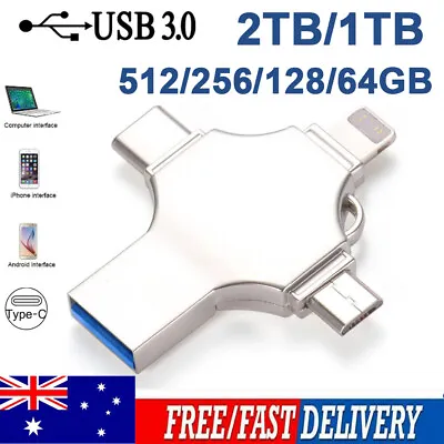 2T 4in1 USB3.0 Memory Photo Stick Flash Drive OTG For IPhone IPad Android TYPE-C • $47.47