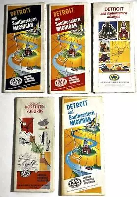 DETROIT MICHIGAN ~ Large Lot Of AAA Highway Maps 1964-1975 • $6.99