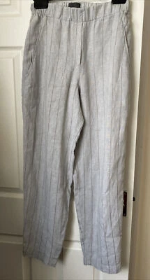 £65 • Buy OSKA Striped Trousers Linen Tapered Pocket Size 0  Uk 10 Grey Lagenlook