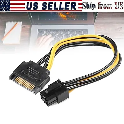 15pin SATA Power To 6pin PCIe PCI-e PCI Express Adapter Cable For Video Card US • $2.95