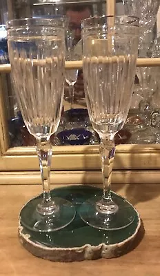 Marquis By Waterford Hanover Platinum Rim Champagne Wine Glasses Set Of 2 Signed • $120