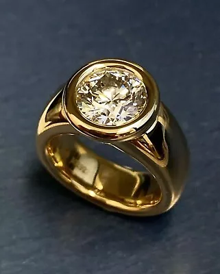 Vintage Men' 3CT Natural Round Cut Moissanite Pinky Ring 14K Yellow Gold Plated • $58.81