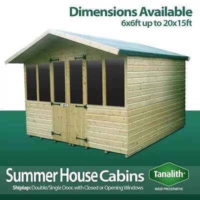 Supreme Summer House Log Cabin Office Bar Shed Top Quality Graded Wooden Timber • £1553.26