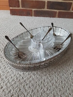 £35 • Buy Viners Of Sheffield Alpha Plate Gallery Tray With Glass Serving Dishes And Forks