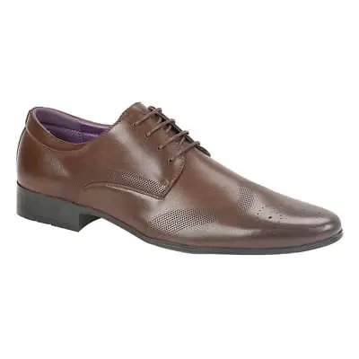 Mens Boys Dark Brown Stylish Smart Formal Wedding Office Dress Shoe Size UK 7-12 • £19.89