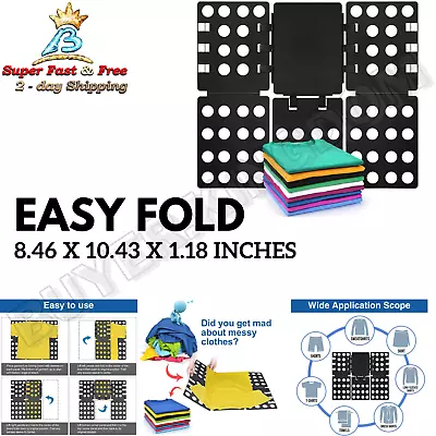 T-Shirt Clothes Fast Folder Folding Board Laundry For Adult Organizer BLACK NEW • $19.90