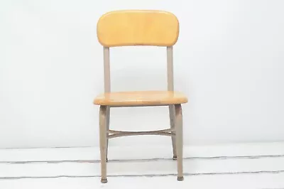 Vintage Heywood Wakefield School Chair Childs MidCentury Stool Wood Metal Chair • $74