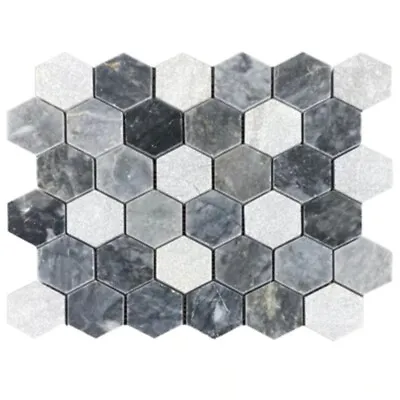 Luna Sky Marble 2  Hexagon On 12 X12  Mesh Mosaic Tile  (10 Sqft Per Box) • $224.08