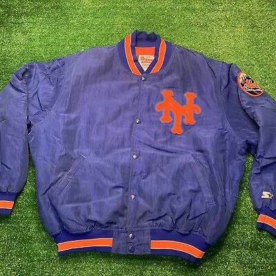 Vintage STARTER Diamond Collection MLB New York Mets 80-90’s Satin Jacket Large • $118