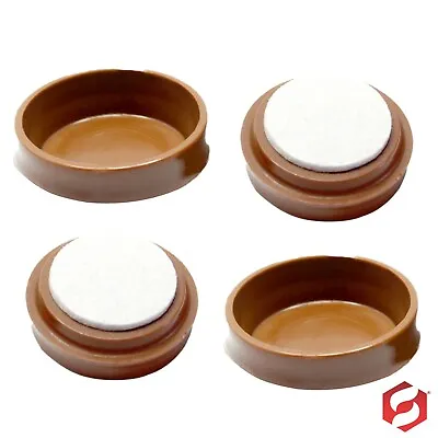 £3.15 • Buy 4 X LARGE BROWN FELT PADDED CASTOR CUPS Floor Chair Furniture Protectors Caster