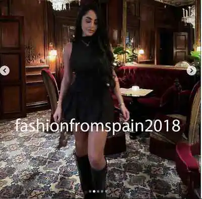 Zara New Woman Short Matching Ribbed Dress With Balloon Skirt Black S-l 0085/311 • $43.39