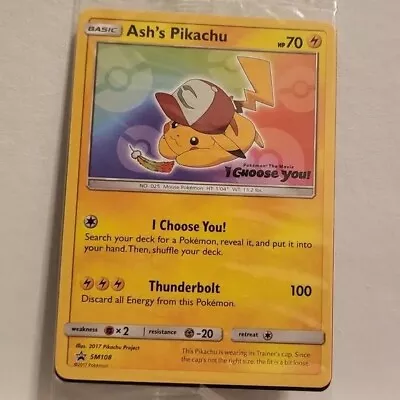 PIKACHU Ash's Pikachu SM108 2017 Promo Card | Pokemon TCG 'I Choose You' SEALED • $10