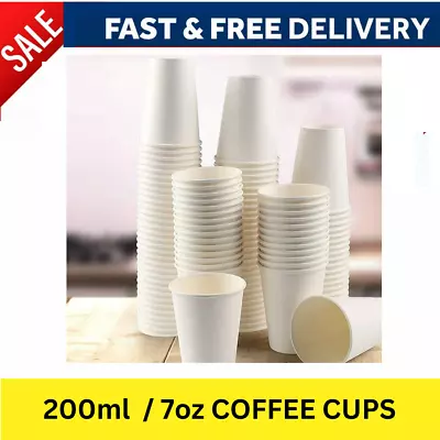 Paper Coffee Cups Disposable Hot & Cold Drinks. 7oz / 200ml. White * HUGE SALE * • £6.50