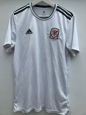 WALES 2018/19 Away Football Shirt Adidas White Short Sleeve Mens Medium M • £24.95