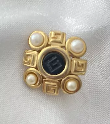 Vintage Givenchy Logo Gold Tone Faux Pearl Single Clip Earring • $29.99