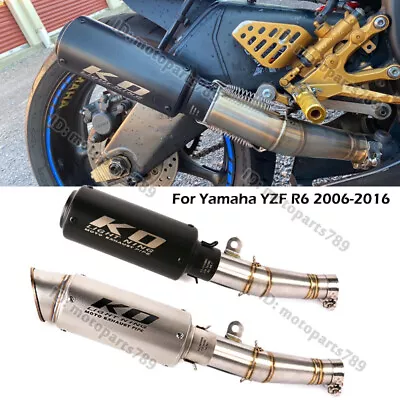 For Yamaha YZF-R6 2006-2016 Exhaust System Mid Link Pipe Muffler Tips Slip On R6 • $138