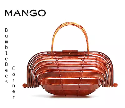 MANGO Clutch Bag MARBLED LUCITE Burnt Orange Methacrylate LTD ED Box HandBag NWT • $149