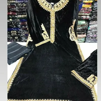 Pakistani Heavy Embroidered 3pc Velvet Shalwar Kameez For Women  Ready To Wear • £33.99