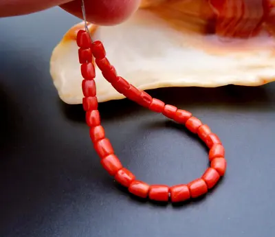 Beautiful Gemmy Aaaaa Italian Mediterranean Blood Red Coral Beads • $44