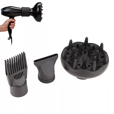 Hair Dryer Diffuser Nozzle Set Plastic Hair Dryer Attachment Dryer Nozzle Comb • $14.11