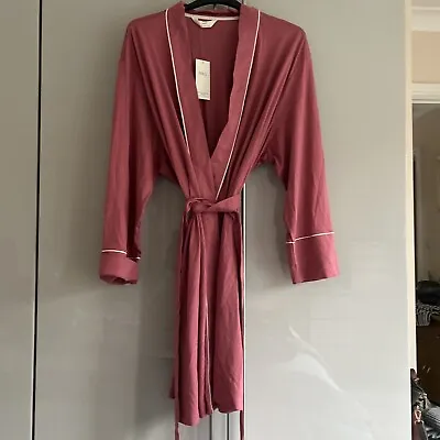 Marks And Spencer Cotton Modal Dressing Gown Raspberry Colour Size MED • £9.99