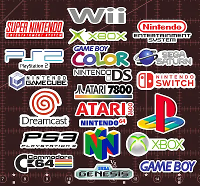 20 Video Game Console Logo Stickers - White Clear Or Holographic - Nintendo PS4 • $12.95