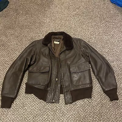 1970 Brill Bros USN US Navy G-1 Flight Jacket Coat Bomber Leather Sz 46 **READ** • $70